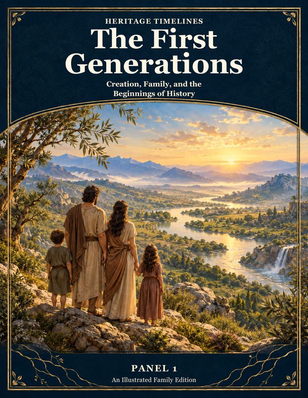 Cover: The First Generations, Panel 1, an Illustrated Family Edition