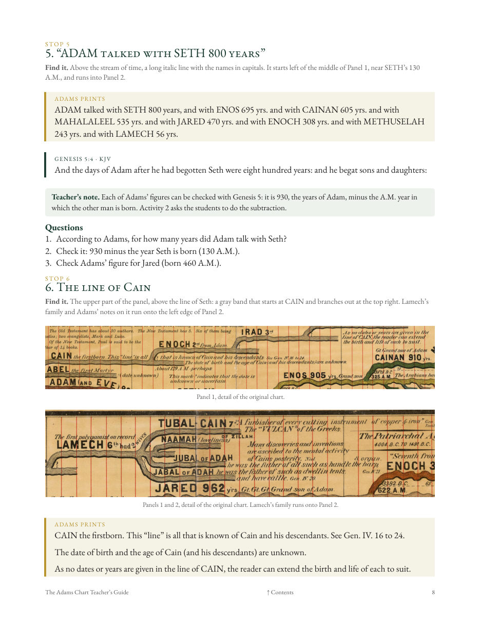 The Bible passages, the questions and a note for the teacher.