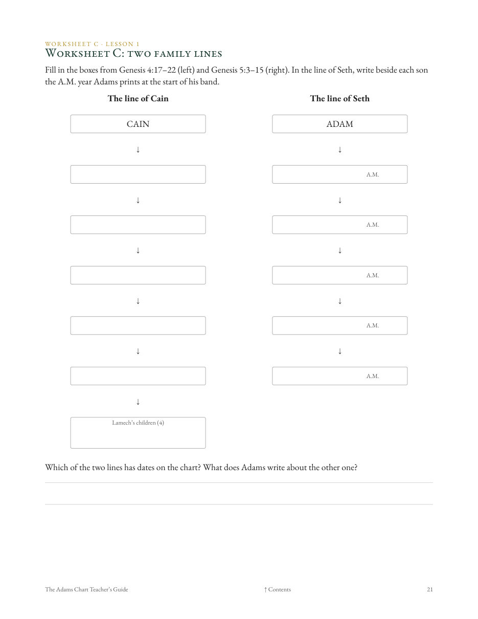 Worksheets to print, with their answers in the key.